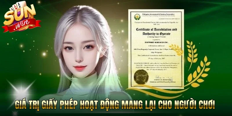 Giá trị giấy phép hoạt động mang lại cho người chơi Sunwin
