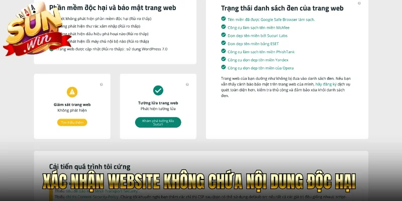 Xác nhận website không chứa nội dung độc hại 